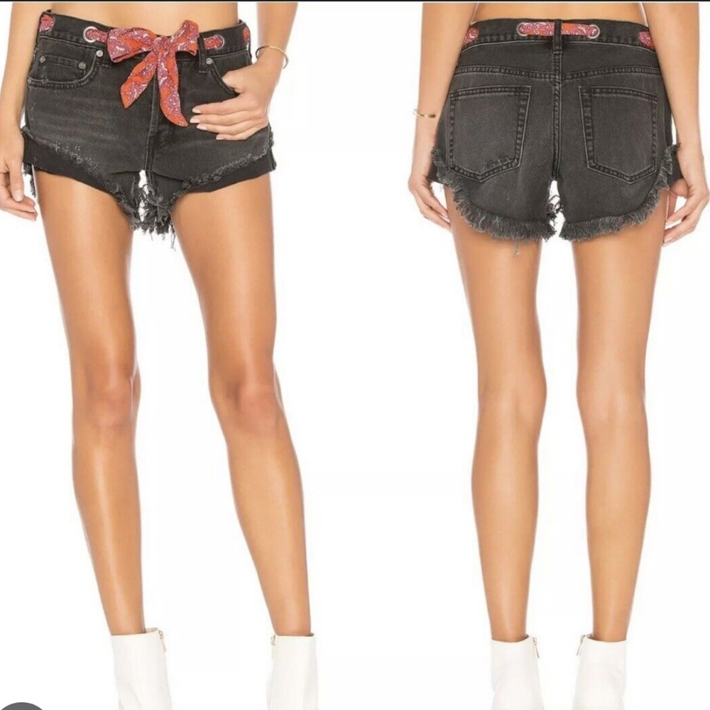 Free People Denim Shorts w/ Sash Belt
